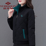 俞兆林 夾棉輕薄小棉襖女冬季2023新款秋冬洋氣羽絨棉服短款棉衣外套 黑色 XL 【建議120-130斤】