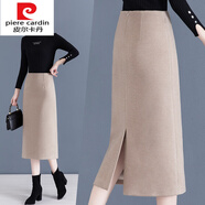 皮爾卡丹（pierre cardin）針織秋冬季半身裙女加厚毛呢裙子2025新款秋款中長(cháng)款高個(gè)子直筒冬 深米色 【過(guò)膝長(cháng)裙】 M 27