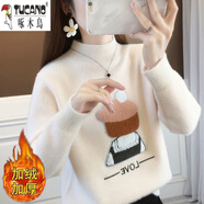 啄木鳥(niǎo)（TUCANO）少女羊毛衫加厚毛衣少女秋冬裝2025年新款初中高中學(xué)生韓版半高領(lǐng) 小美女加絨款杏色 XL 建議120-130斤內