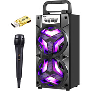 拼搏者 無線藍牙音箱低音炮大音量話筒K歌便攜式戶外插卡廣場舞音響收款 【頂配版】+有線話筒+32G優(yōu)盤