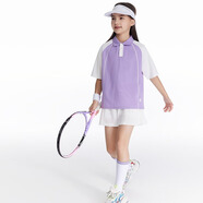 onmygame女童短褲夏季超輕透氣百褶裙褲吸濕排汗運動褲 日光紫上衣+冰淇淋白裙子 140