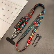 語(yǔ)森憶高端手機掛繩復古圖騰掛脖斜挎可調節長(cháng)短防丟神器旅行女神款吊繩 升級款瑪雅圖騰掛繩+夾板+小黑