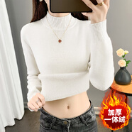 妃麗慕尚半高領(lǐng)針織打底衫女裝秋冬季長(zhǎng)袖上衣修身顯瘦洋氣軟糯風(fēng)內(nèi)搭毛衣 【加絨】1157白色 M