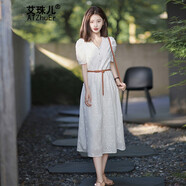 艾珠兒新款連衣裙夏裝新品韓版超仙女裙子氣質(zhì)白色蕾絲收腰顯瘦夏天裙子 白色 M