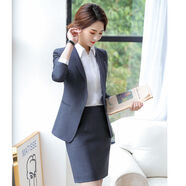 SOEM西裝套裝女氣質(zhì)新款黑色小西裝小西服春秋職業(yè)裝正裝酒店工作服 灰色西裝+裙子 M [89-98斤穿]