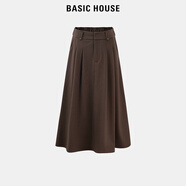 BASIC HOUSE/百家好黑色半身裙秋冬新款高腰百搭a字半身裙女 咖色 S