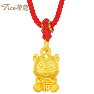 蒂蔻（Tico）生日禮物本命年足金十二生肖黃金吊墜馬項鏈3D硬金馬生肖掛墜
