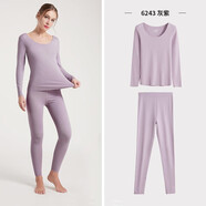 Clarkarida德絨發(fā)熱女士保暖內(nèi)衣女加絨加厚無痕修身秋冬打底秋衣秋褲女套裝 灰紫【德絨發(fā)熱款】 M(85-110斤)