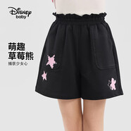 迪士尼（DISNEY）童裝兒童女童針織短褲花苞腰型不易耐磨甜褲子24夏DB421PE01黑120