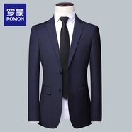羅蒙男士西服套裝商務(wù)職業(yè)正裝小西裝結(jié)婚新郎上班春秋季修身外套 藏青（單件西服） XL