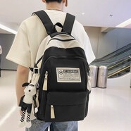 米諾婭書(shū)包女韓版高中生日系初中生大容量減負雙肩包男港風(fēng)大學(xué)生背包 大號黑色+老鼠掛件