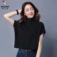 啄木鳥(niǎo)大碼高領(lǐng)無(wú)袖針織衫背心女毛衣馬甲秋冬季2025新款寬松蝙蝠衫 黑色 M 80-100斤