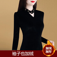 對蘭半高領(lǐng)網(wǎng)紗打底衫女春秋季新款2025內搭外穿洋氣款單穿女士打底衫 853 加絨 M 【推薦90-100斤】