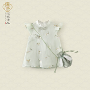 漢宮優(yōu)品女童連衣裙中國(guó)風(fēng)改良漢服唐裝旗袍超仙公主裙夏季無(wú)袖兔寶寶裙子 鈴蘭織夢(mèng) 100