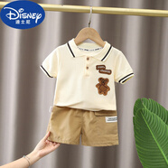 迪士尼（Disney）品牌嬰兒夏裝男寶寶兩件套分體夏季薄款短袖套裝夏天衣服洋氣衣服 小熊套裝 90cm