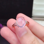 皇本【粉色】天然粉晶粉芙蓉戒指女S925純銀時(shí)尚簡(jiǎn)約水晶指環(huán)百搭 芙蓉石戒指 開(kāi)口可調節