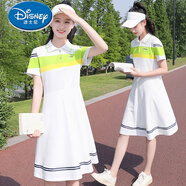 迪士尼（Disney）少女連衣裙甜美收腰初中生夏裝12歲13大童16學(xué)生POLO裙學(xué)院風(fēng)裙子 白綠黃 170 M (80-95斤)