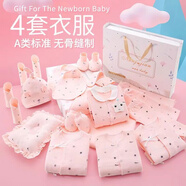 南極艦純棉嬰兒衣服新生兒禮盒套裝春秋夏季剛初生初生寶寶用品大全滿月 四季粉色24件 73（適合6-12個月寶寶）