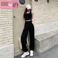 VJWK 爵士舞服裝女運(yùn)動(dòng)褲女春秋季新款黑色百搭長(zhǎng)褲束腳哈倫褲女寬松高腰休閑褲 黑色【收藏優(yōu)先發(fā)貨】 S 80-95斤