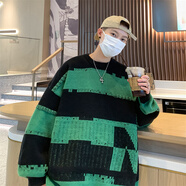 普戈斯肥佬240斤超大碼毛線衣男潮流上衣服大碼毛衣圓領(lǐng)針織衫外套胖子 M6136 綠色 4XL 190-210斤