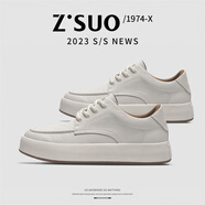 走索（Z.Suo） 2025春季新款舒適百搭氣質(zhì)板鞋簡(jiǎn)約休閑男士鞋9171 白色 43