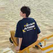 夏季chic韓風衣服短袖t恤男韓版潮流學生百搭bf寬松原宿風情侶衣服 T123藏青色 4XL