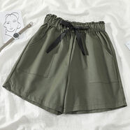 全穎蕾褲子女大媽女裝2021新款潮流百搭高腰顯瘦牛仔闊腿格子褲女春秋 891-綠色 S 【80-90斤】