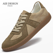阿集（AIJI）復古男鞋品牌輕奢2025秋冬新款休閑鞋男士板鞋高檔百搭德迅鞋子男 卡其 37