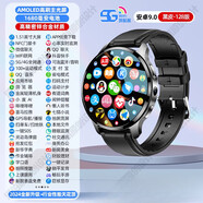 HKMW 新款智能手表圓盤(pán)插卡男士成人手機運動(dòng)心率拍照通話(huà)電話(huà)手表 【龍年頂配版-黑皮】AMOLED