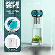 萬象（WANXIANG）雙層抗菌玻璃杯節(jié)日禮物商務(wù)辦公車載男便攜高檔禮盒男高檔泡茶杯 TV25L-綠松石200ml