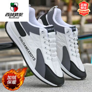 西域駱駝?wù)媾晾星锎呵镄驴钔笟夥莱舭⒏市蓍e板鞋男士跑步運動(dòng)鞋 W06M白色冬季加絨款 42 尺碼偏小/拍大一碼