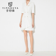 音舒雅職業(yè)正裝套裝女夏連衣裙時尚氣質通勤商務工作服工裝西裝裙主持人 白色連衣裙 XL
