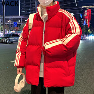VACK秋冬季外套男士棉服冬季潮流棉襖子加厚面羽包絨服男冬季衣服棉衣 中國紅 XL (建議體重140-160斤)
