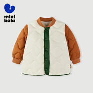 迷你巴拉男童女童羽絨服寶寶復(fù)古撞色時(shí)尚冬季保暖兒童外套【下架】 焦糖棕51127 90 cm
