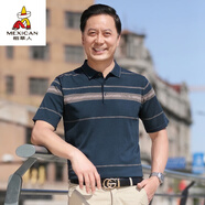 稻草人中年男士爸爸夏裝短袖t恤40-50歲中老年人半袖父親冰絲上衣男爺爺 SK212墨綠色 M 90-120斤