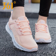 361°女鞋運動鞋女秋季輕便透氣跑步鞋網(wǎng)鞋361情侶休閑鞋子女款旅游鞋 2261柔粉色/361度白 37
