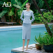 AD春季小香風(fēng)套裝女名媛氣質(zhì)大碼高端上衣半身裙韓版兩件套職業(yè)裝 西裝+半裙 XL