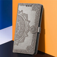 洛迪凡 翻蓋浮雕保護套曼陀羅壓花手機殼仿皮純色卡包式支架皮套 適用于華為 （翻蓋曼陀羅-灰色） 榮耀9i/榮耀9lite青春版