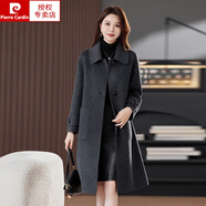皮爾卡丹（pierre cardin）雙面羊絨大衣女中長(cháng)款2024冬季新款韓版娃娃領(lǐng)100羊毛呢外套 灰色 XL