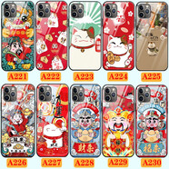 WENYAFF適用iPhone15/16ProMax手機殼17 15Plus蘋果X/SE2動漫XR卡通7/8/14plus全包14pro 13 12 11保護套  招財貓-福來-財來 玻璃殼-下單留言型號和圖案