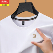 南極人刺繡棉質(zhì)圓領(lǐng)短袖T恤男夏季新款休閑寬松運(yùn)動(dòng)中青年純色衛(wèi)上衣 1722白色 3XL/56（建議170-185斤）
