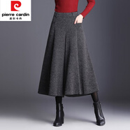 皮爾卡丹（pierre cardin）褲裙女垂感闊腿褲秋冬新款毛呢褲九分褲女裙褲甩腿褲加厚喇叭褲子 深灰色 2XL