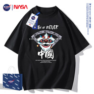 NASA GISS短袖t恤男裝純棉夏季國潮圓領(lǐng)體恤半袖情侶上衣服寬松大碼薄汗衫 LQ9513黑色 XL 建議155-175斤