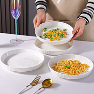 恩壽溯菜盤(pán)子日式家用陶瓷ins高顏值網(wǎng)紅盤(pán)餐盤(pán)加厚深盤(pán)菜碟炒菜裝菜盤(pán) 意式陶藝-精美升級款-6個(gè)7.25英 豎紋圓