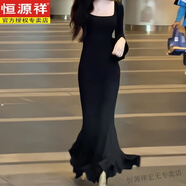 恒源祥赫本風(fēng)黑色長袖針織連衣裙子女秋冬裝2025新款高級感魚尾包臀長裙 【黑色】【步步生蓮魚尾裙】【垂 60/65kg/XL 【精選 現(xiàn)貨速發(fā)】