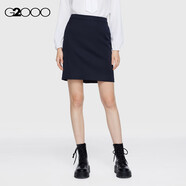 G2000女裝春秋易打理時(shí)尚百搭中高腰開(kāi)叉鉛筆裙西裙 深靛藍 XL/40