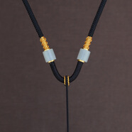 蕭柏米恩粗款平安扣玉佛高端掛繩玉墜玉佩翡翠吊墜掛墜繩男士項鏈掛件繩子 玉髓款黑繩