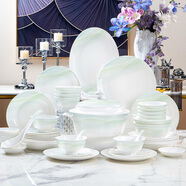 NINE CRANES景德鎮(zhèn)碗盤餐具整套家用輕奢高級(jí)感喬遷送禮高溫碗具盤子家用餐具 80件套丨高溫健康瓷丨手提禮盒裝