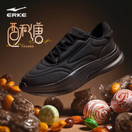 鴻星爾克（ERKE）酥糖板鞋女厚底增高休閑運動(dòng)鞋2025秋夏女學(xué)生百搭白色老爹鞋 正黑 36