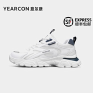 意爾康夏季新款透氣男士老爹鞋休閑運動(dòng)鞋百搭舒適透氣鞋子男工作鞋 白/深藍1537 41